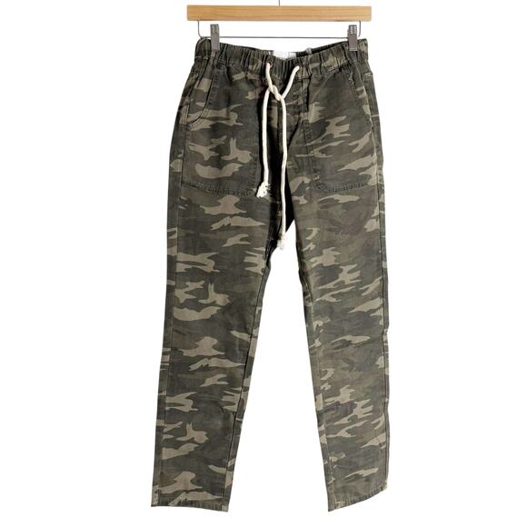 One Teaspoon Shabbies Green Camo Print High Rise Drawstring Pants Size XS - Picture 2 of 9